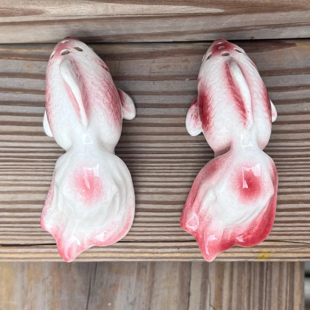 - Vintage Pink Koi Salt & Pepper Shaker Set from Japan! EUC!